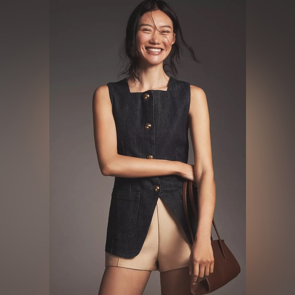 Anthropologie Jackets & Blazers - Anthropologie Maeve Square-Neck Cutaway Denim Vest